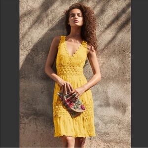 NEW NWT RARE Anthropologie Ranna Gill Veronica Yellow Lace Midi Sundress Boho
